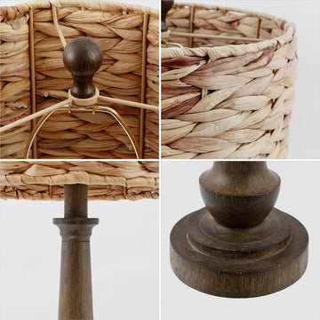 Leona 21.25" Rustic Farmhouse Handwoven Rattan/Resin LED Table Lamp - JONATHAN Y